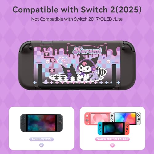 Kuitmor Dockable PC Protective Case Compatible with Switch 2 Model 2025 AllRound Protection Hard Protective Shell for Switch 2 2025 AccessoriesDark Purple Kuromi - Image 3