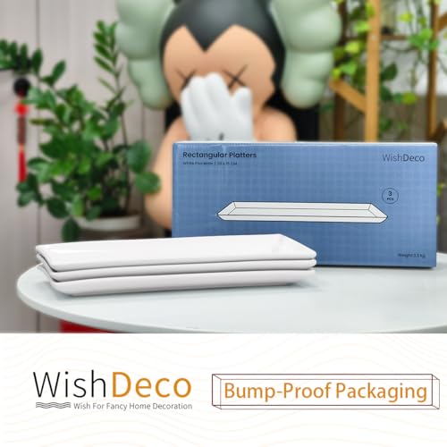 WishDeco Serving Platters Set of 3, Large Serving Trays 14 inch, White Serving Plates, Ceramic Rectangle Plate, Long Platter for Cake, Sushi, Steak, Dessert, Buffet - Image 5
