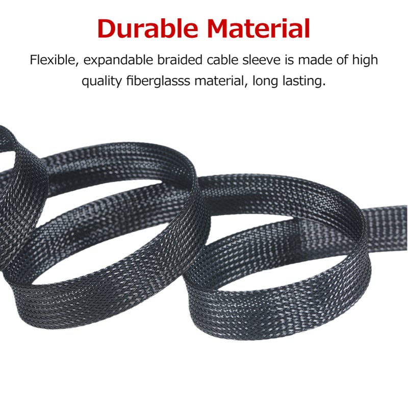 21ft 1 Inch (25mm) Expandable Braided Cable Sleeve Cord Protector Tubing Sheath for Automotive Television Computer & Other Home Devices - Image 5