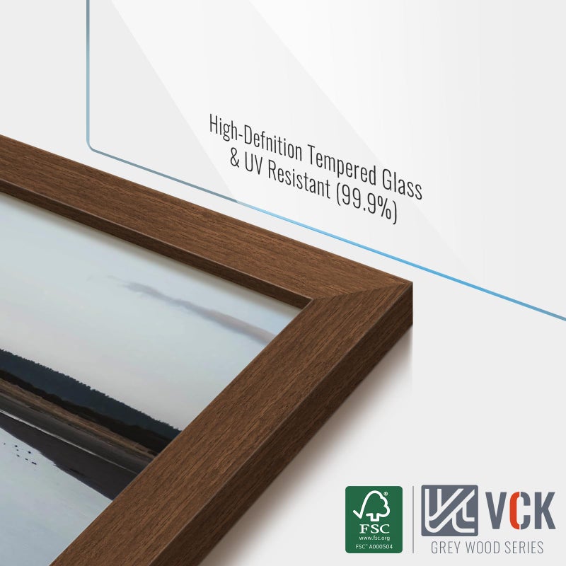 VCK 8x10 Picture Frame 5 Pack - Brown, High-End Wood Poster Frames with Tempered Glass, Display 5x7 Photo with Mat or 8x10 without Mat, Art Gallery-Quality, Wall Hanging/Tabletop, Brown - Image 5