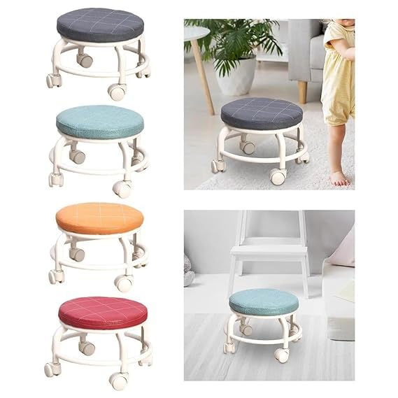 GNOLY Modern Low Rolling Movable Wheel Stool Rustproof Floor Moving Sponge Low Roller Seat Stools for Home Kitchen Office - Image 4