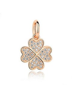 ABAOLA Rose Gold Plating Heart Charm 925 Sterling Silver Lucky Green Clover Bead Fit For Fashion Charms Bracelet & Necklace (Rose Gold Plated Clover) 