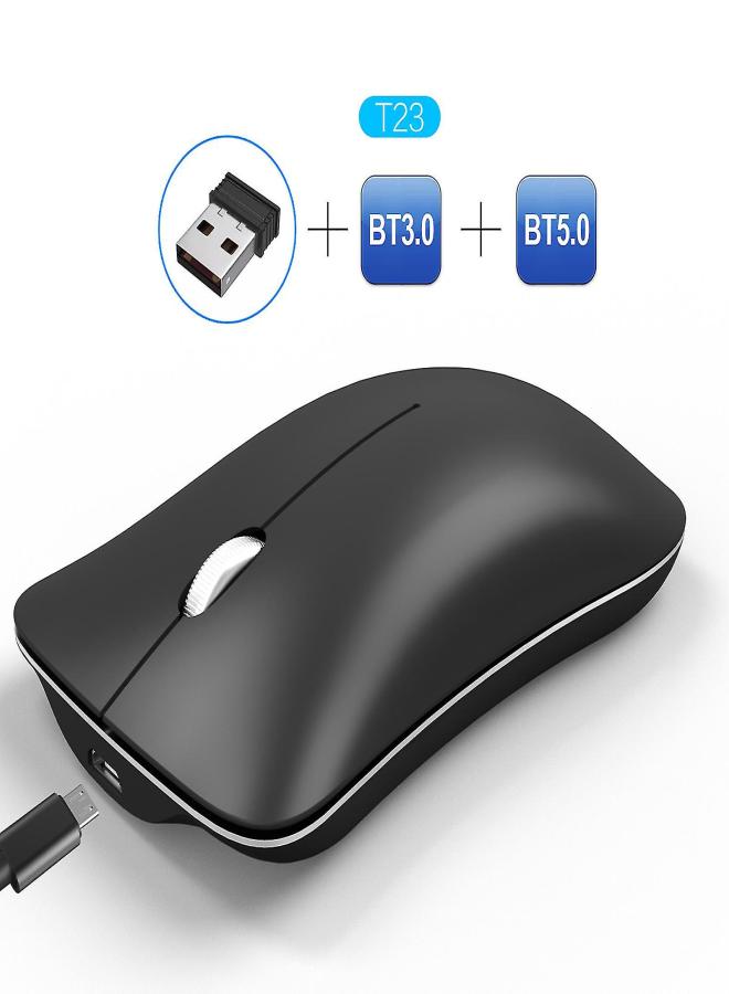 كمبيوتر لاسلكي قابل لإعادة الشحن فضي اللون، بمنفذ USB، صامت، بثلاثة أوضاع - Image 4