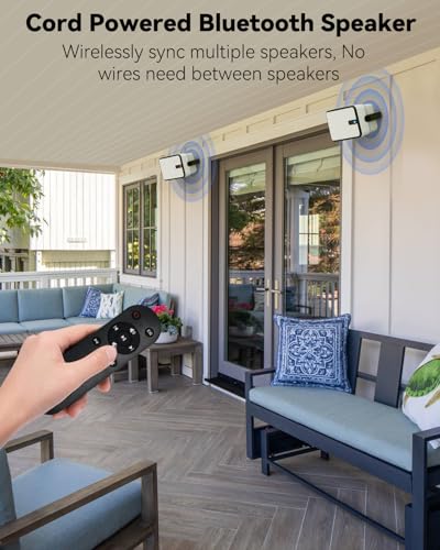 Plyee Audio 400W Outdoor Bluetooth Speakers Wireless Sync Between Speakers Powerful Bass Wall Mount for Patio Porch Gazebo Garage 2Pack WhiteMZ621 - Image 3