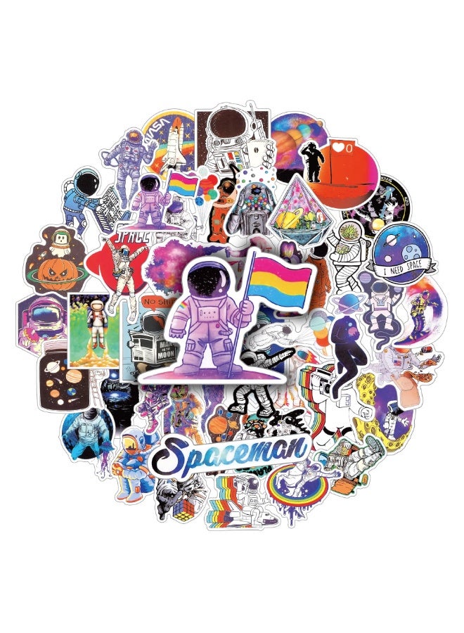 NIBEMINENT 50 Pcs Creative Astronaut Deco Kit Waterproof Stickers, High Definition Printing Bright Colors, Suitable for Laptop Skateboard Luggage Water Bottle Guitar DIY - Image 1