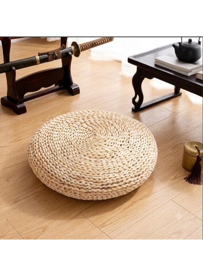 HOME TASTE 𝑯𝑶𝑴𝑬 𝑻𝑨𝑺𝑻𝑬 Natural Handwoven Jute Round Floor Cushion | Boho Decorative Pouf Seat | Eco-Friendly Meditation & Yoga Tatami Seating Pad for Living Room, Bedroom & Home Décor - Image 3