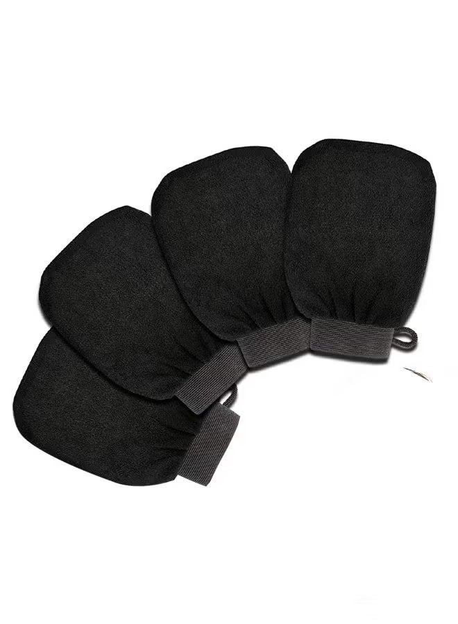 4 Pcs Exfoliating Body Scrubber Exfoliating Mitts for Body Exfoliating Gloves Dead Skin Exfoliator Scrubber for Women Bath Shower Spa (Black) - Image 1