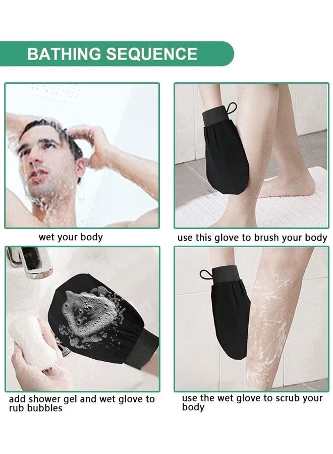 4 Pcs Exfoliating Body Scrubber Exfoliating Mitts for Body Exfoliating Gloves Dead Skin Exfoliator Scrubber for Women Bath Shower Spa (Black) - Image 5