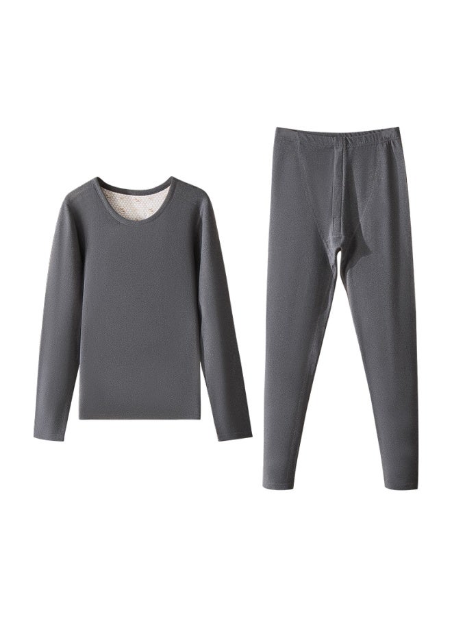 Yalu 100% Wool Filled Silk Patch Thermal Underwear Men Fleece Thickened Soft Autumn Winter Set