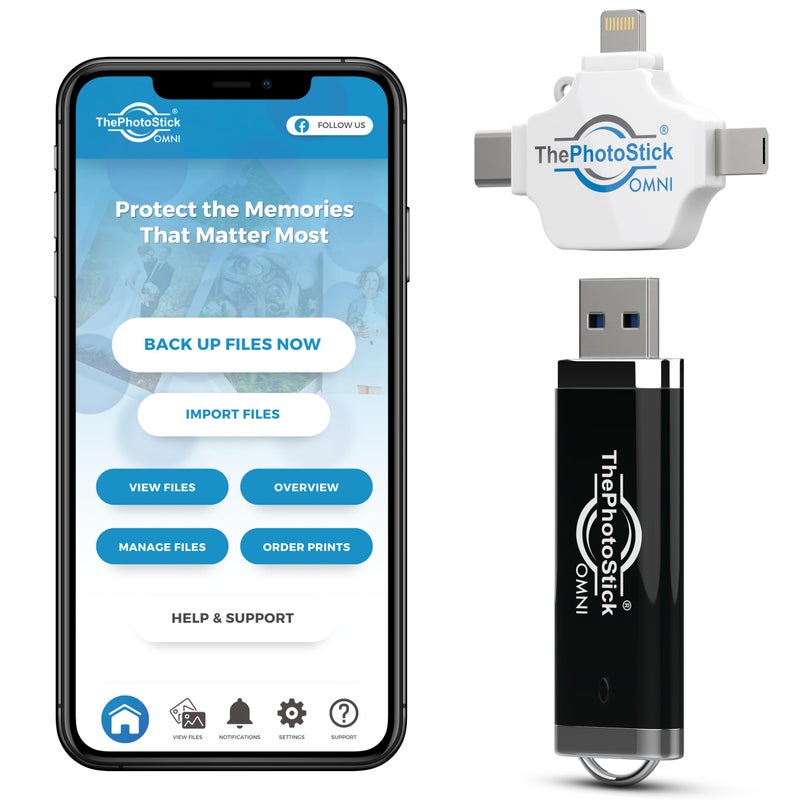 ThePhotoStickÂ® Omni 128GB USB Flash Drive & Memory Stick â€“ Photo & Video Backup for iPhone, Android, Mac & PC â€“ Multiport Connection to Easily Store & Transfer Files - Image 2