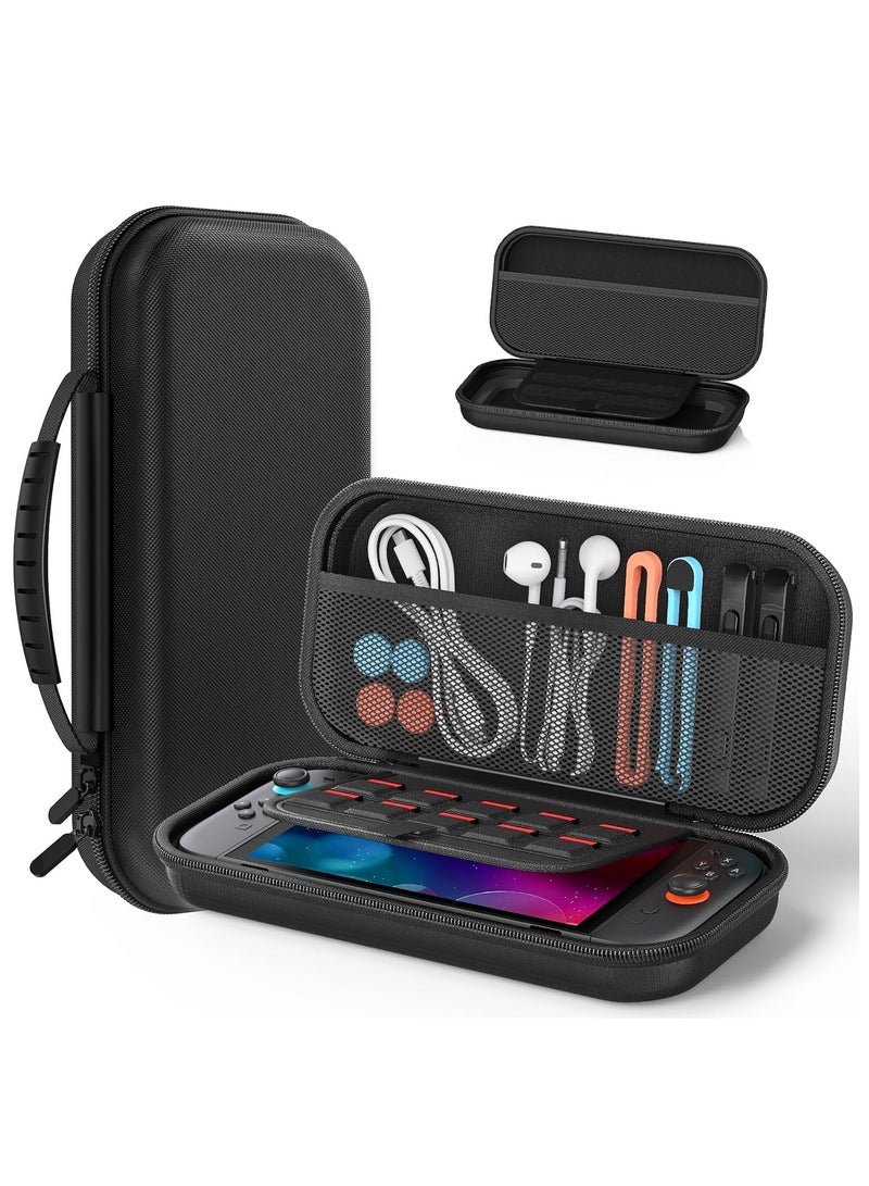 NNEWVANTE Switch 2 Slim Case for Switch 2 (2025)/Switch/OLED, Hard Shell Carry Case with Soft Lining, 10 Card Slots, Durable Ballistic Nylon, Soft Silicone Handle, for Switch2 - Image 1