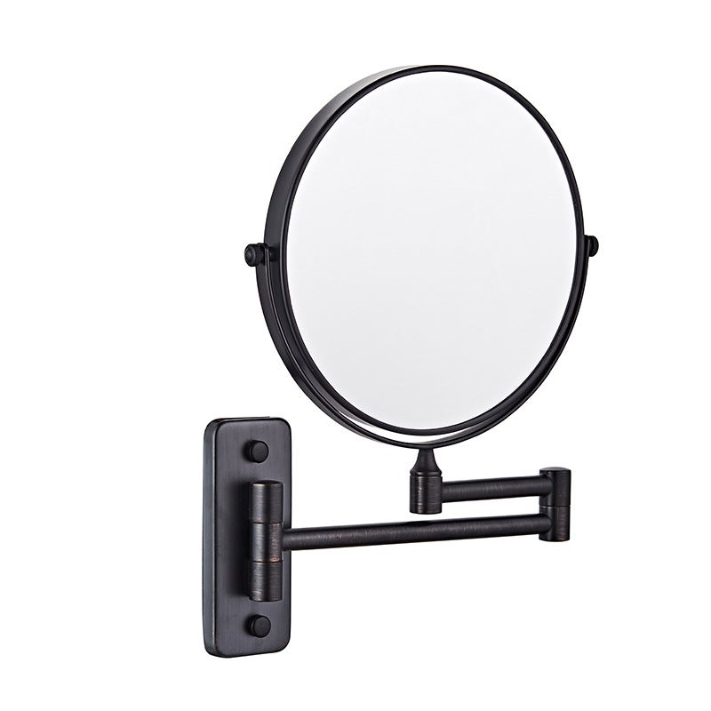 Beauty Mirror El Bathroom Wall-Mounted Mirror Makeup Mirror Bathroom Wall-Mounted Wall-Mounted Folding Retractable Magnifying Double-Sided - Image 1