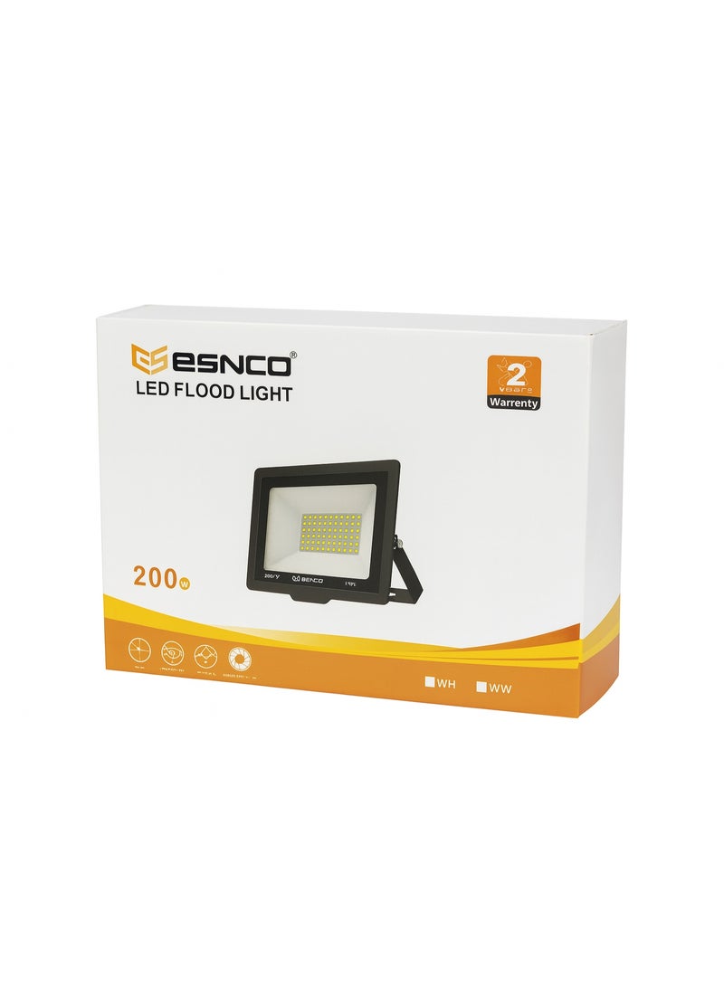 ESNCO 200 واط ضوء الفيض LED - إضاءة أمان خارجية فائقة السطوع، مقاومة للماء IP66، 6500 كلفن أبيض بارد، زاوية شعاع واسعة لحديقة، حديقة، ملعب، موقف سيارات، مستودع - Image 1