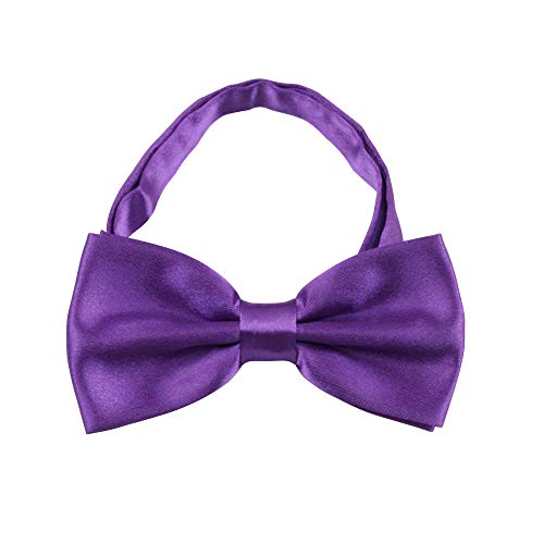 GUCHOL Boys Bow Tie Pocket Square Necktie - 3 Piece Set for Kids with Wedding Praty (Purple, 1-6 Year) - Image 4