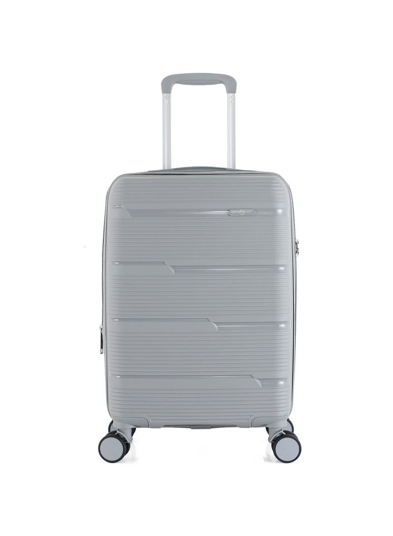 HT H.T Carry-On Luggage Suitcase–Durable Hard Shell Suitcases with Spinner Wheels, Telescopic Handle & Anti-Theft Zippers (38 Litre, Lightweight Travel Suitcase) (Silver Grey, Carry-On/Cabin 20"-Inch) - Image 1