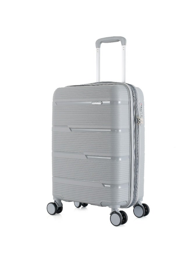 HT H.T Carry-On Luggage Suitcase–Durable Hard Shell Suitcases with Spinner Wheels, Telescopic Handle & Anti-Theft Zippers (38 Litre, Lightweight Travel Suitcase) (Silver Grey, Carry-On/Cabin 20"-Inch) - Image 2