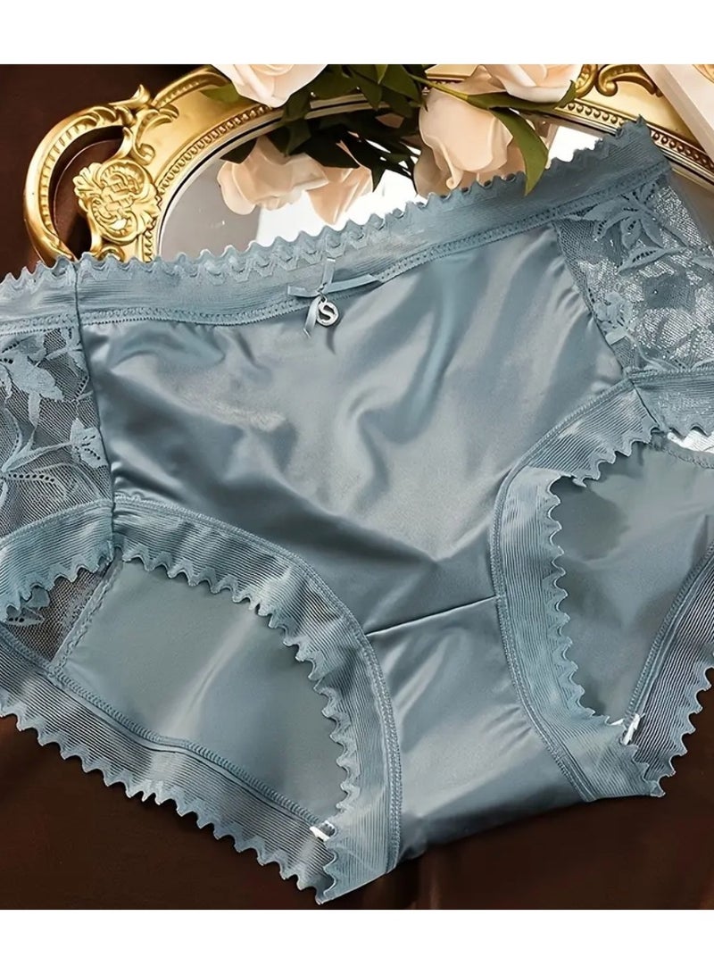 SOLOBUY Lace Panties for Women Mid-Waist Women'S Panties, Color: Khaki, Beige, Blue - Image 4