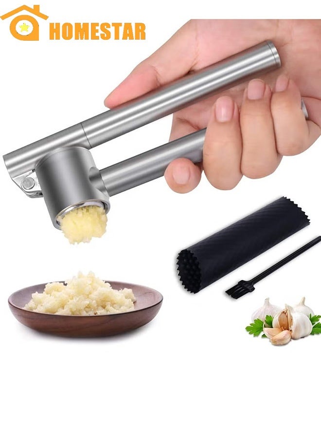 هومستر الثوم الصحافة طاحونة مع القشرة والفرشاة، 304 الفولاذ المقاوم للصدأ الثوم كسارة، القابلة للفصل، الثقيلة، دليل الصدأ - Image 1