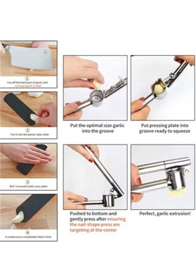 هومستر الثوم الصحافة طاحونة مع القشرة والفرشاة، 304 الفولاذ المقاوم للصدأ الثوم كسارة، القابلة للفصل، الثقيلة، دليل الصدأ - Image 5