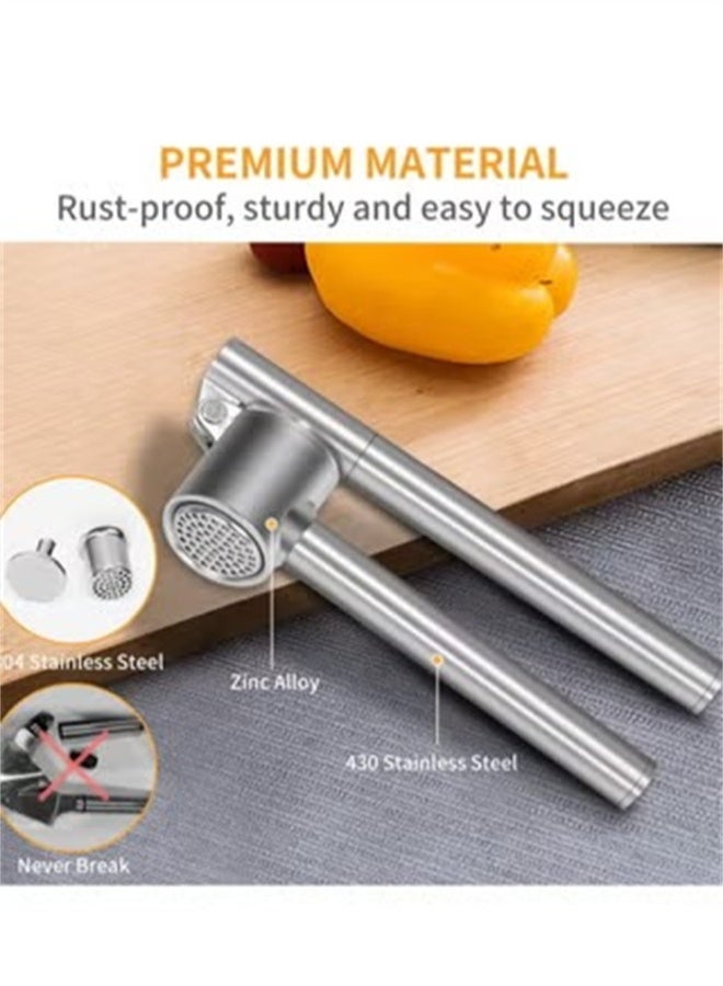 هومستر الثوم الصحافة طاحونة مع القشرة والفرشاة، 304 الفولاذ المقاوم للصدأ الثوم كسارة، القابلة للفصل، الثقيلة، دليل الصدأ - Image 3