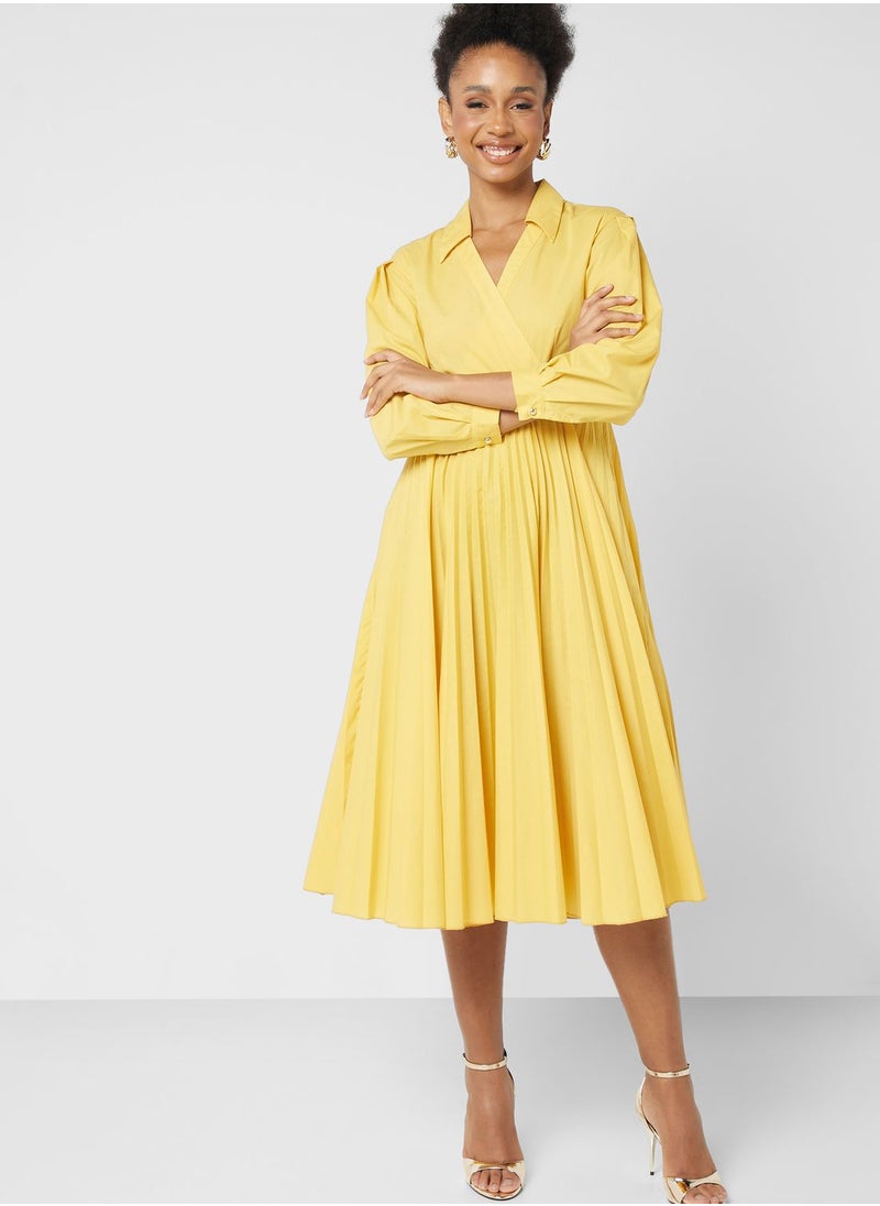 Closet London - Wrap Pleated Dress - Image 1