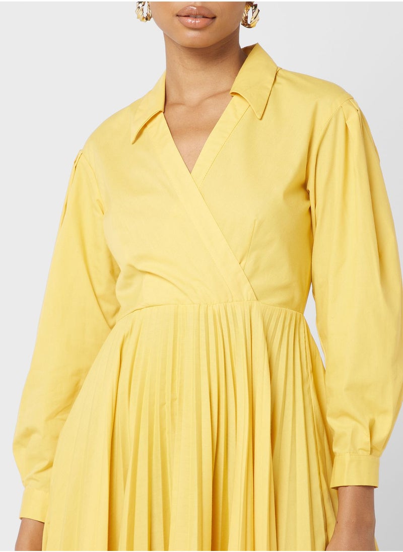 Closet London - Wrap Pleated Dress - Image 1