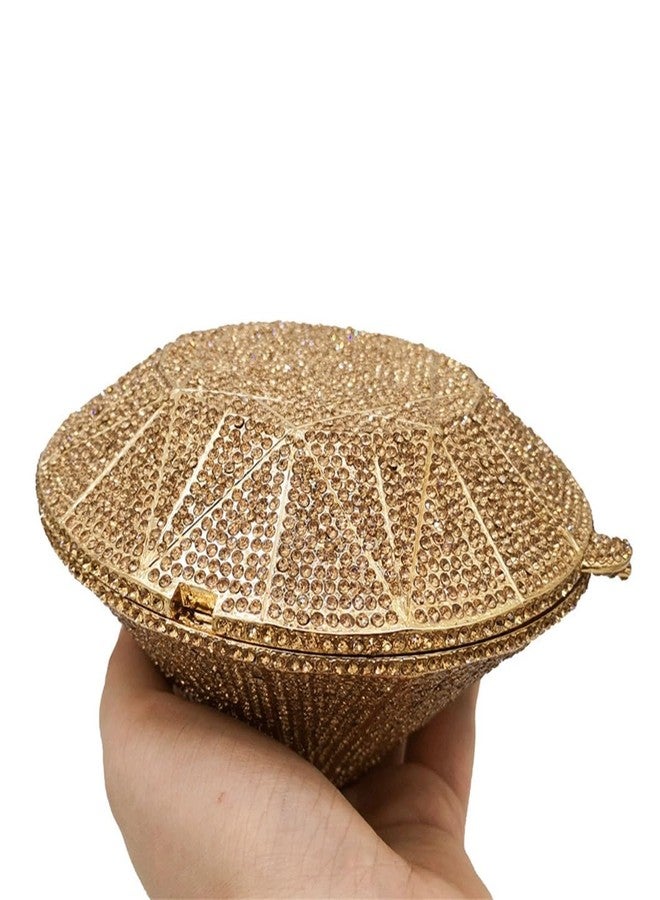 DEBIMY Rhinestone Evening Bag 3D Diamond Shape Crystal Clutch Purse for Wedding Formal Party Gold - Image 2