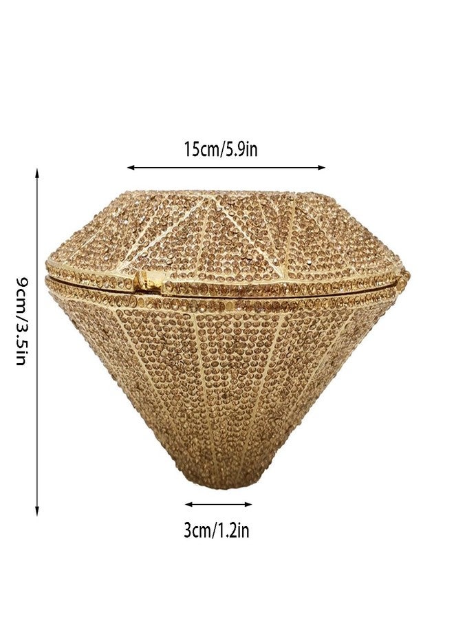 DEBIMY Rhinestone Evening Bag 3D Diamond Shape Crystal Clutch Purse for Wedding Formal Party Gold - Image 3