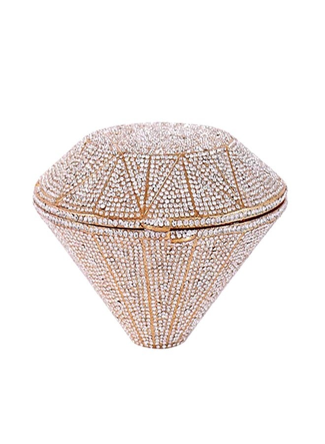 DEBIMY Rhinestone Evening Bag 3D Diamond Shape Crystal Clutch Purse for Wedding Formal Party Gold - Image 1