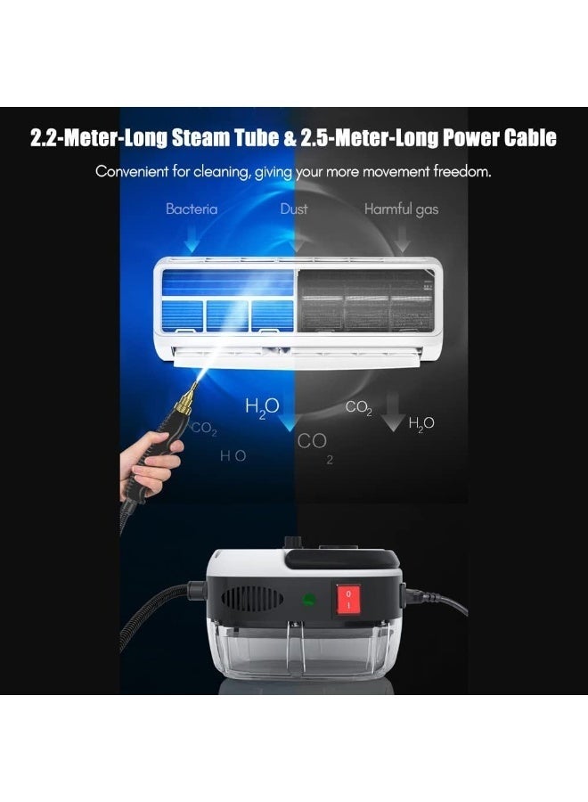 ELTRAZONE 2500W Portable Handheld Steam Cleaner with High-Temperature Pressurized Steam, Multi-Purpose Cleaning Machine with Brush Heads and Protective Gloves for Kitchen, Furniture, Bathroom and Car Detailing - Image 2