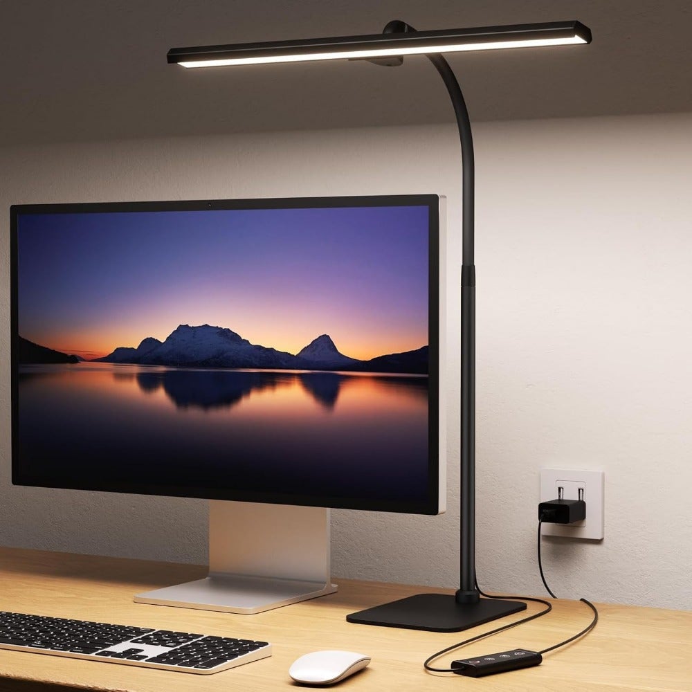 LED Desk Lamp Table Light: Desk Lamps with Flexible Gooseneck, 5 Brightness Levels, Adjustable Height, Dimmable Colours for Office, Reading, Study