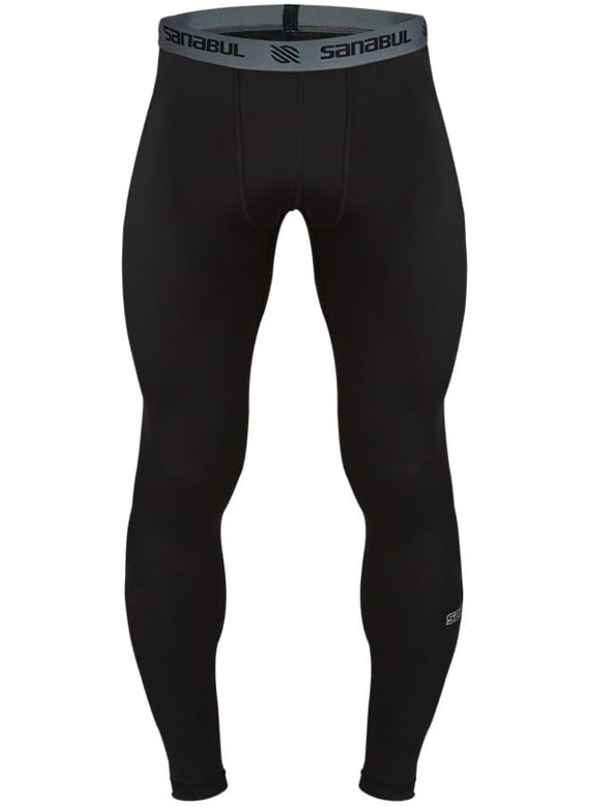Sanabul  Essential Mens Compression Pants Workout Jiu Jitsu Leggings | Athletic Tights For Men | Running Tights, Sports Gym Leggings | Men'S Sports Compression Pants & Tights | Small, Black  - Image 1