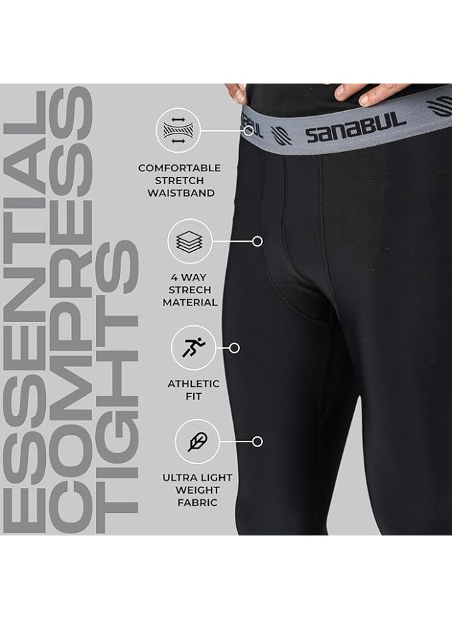Sanabul  Essential Mens Compression Pants Workout Jiu Jitsu Leggings | Athletic Tights For Men | Running Tights, Sports Gym Leggings | Men'S Sports Compression Pants & Tights | Small, Black  - Image 5