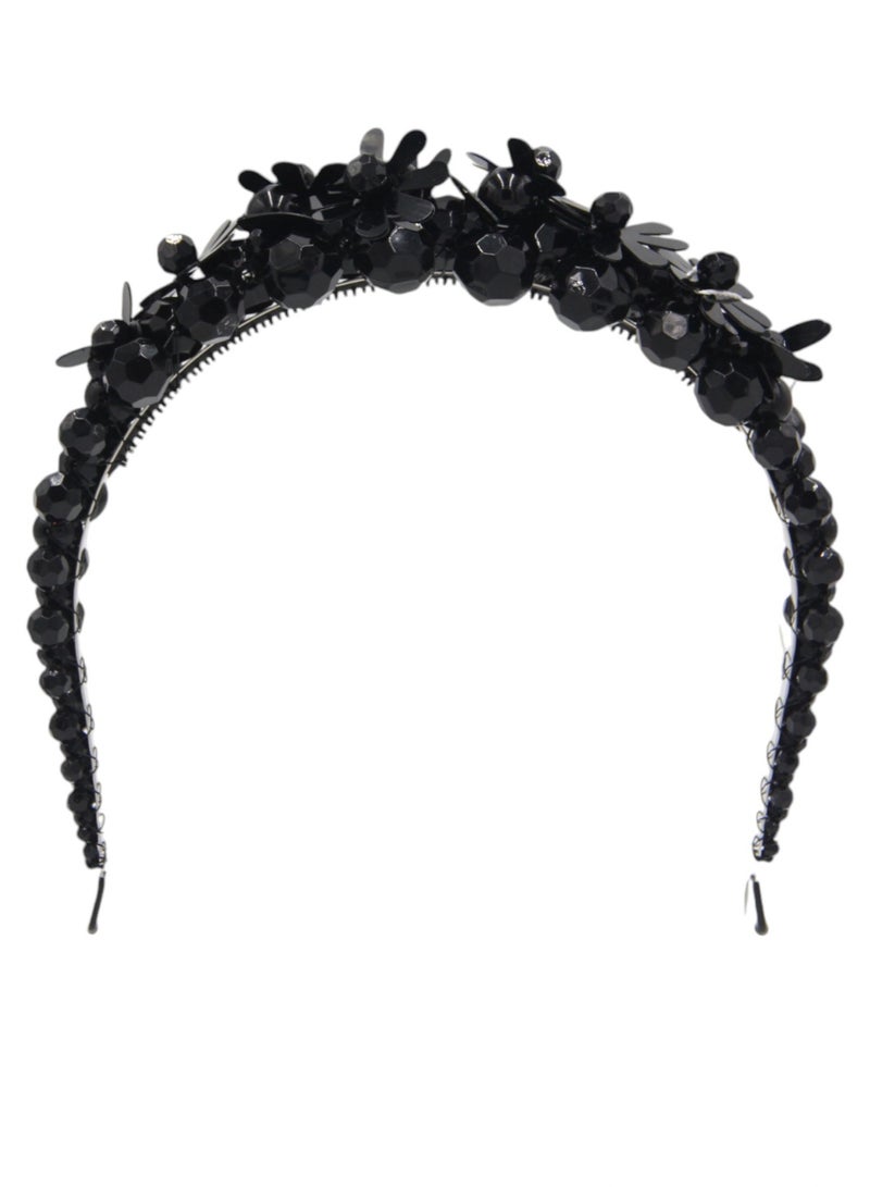 Bidani Beaded Flower Headband - Black - Image 2