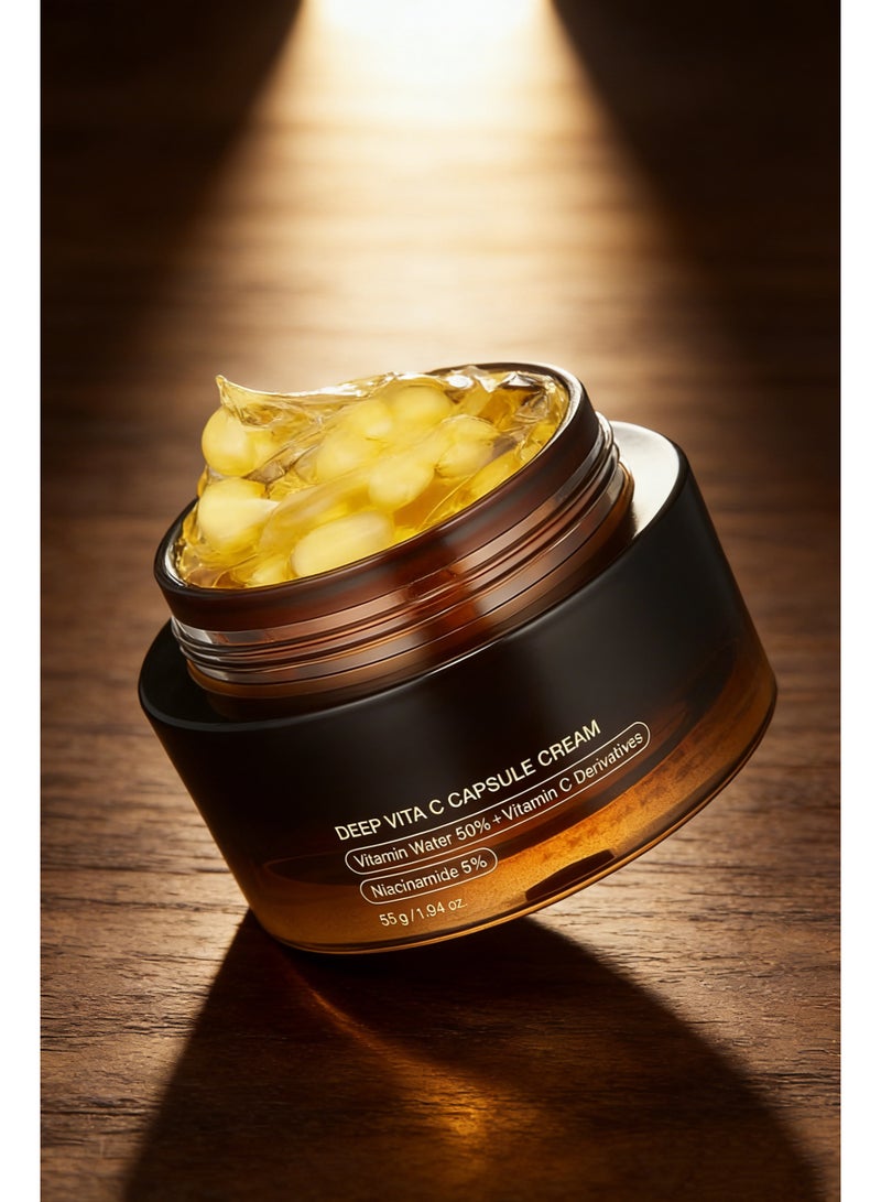 Golden Capsule Face Moisturizer 1.94 Oz - Glow Hydration | Anti-Wrinkle Vitamin C Formula