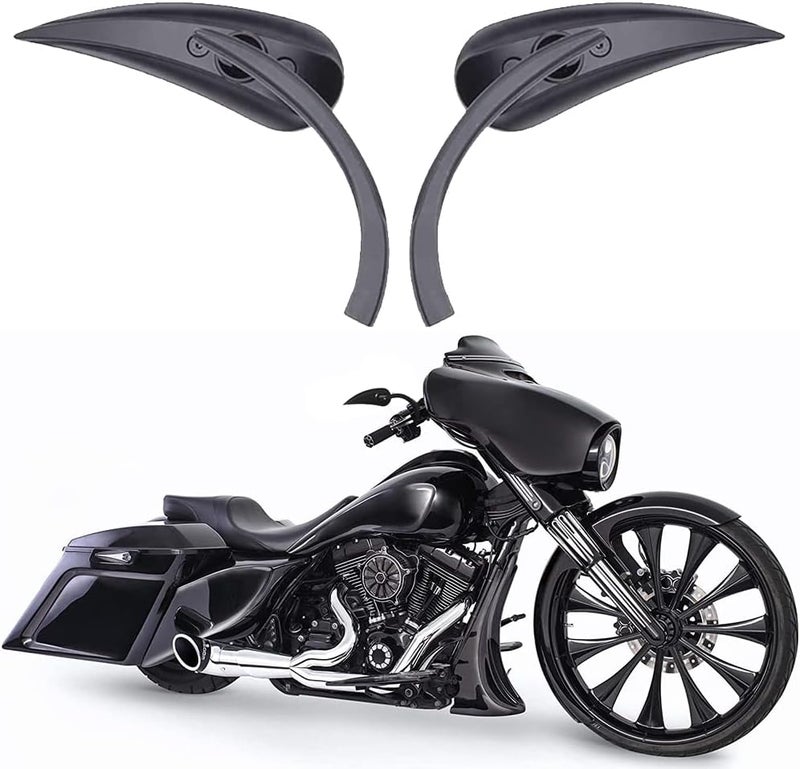 DREAMIZER مرايا دراجة نارية خلفية على شكل قطرة ماء سوداء من DREAMIZER لطرازات هارلي - Image 1