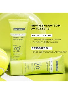 HYPHEN Matte Max Velvet Touch Sunscreen Spf 70+ Pa++++ | Sun Protection | Sun Shield | Moisturizes And Soothes Skin | 12 Hrs Uva-Uvb Protection | No White Cast, Non Greasy & Lightweight | Water Resistant | For Oily, Combination & All Skin Types-30G  - Image 4
