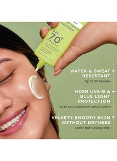 HYPHEN Matte Max Velvet Touch Sunscreen Spf 70+ Pa++++ | Sun Protection | Sun Shield | Moisturizes And Soothes Skin | 12 Hrs Uva-Uvb Protection | No White Cast, Non Greasy & Lightweight | Water Resistant | For Oily, Combination & All Skin Types-30G  - Image 2