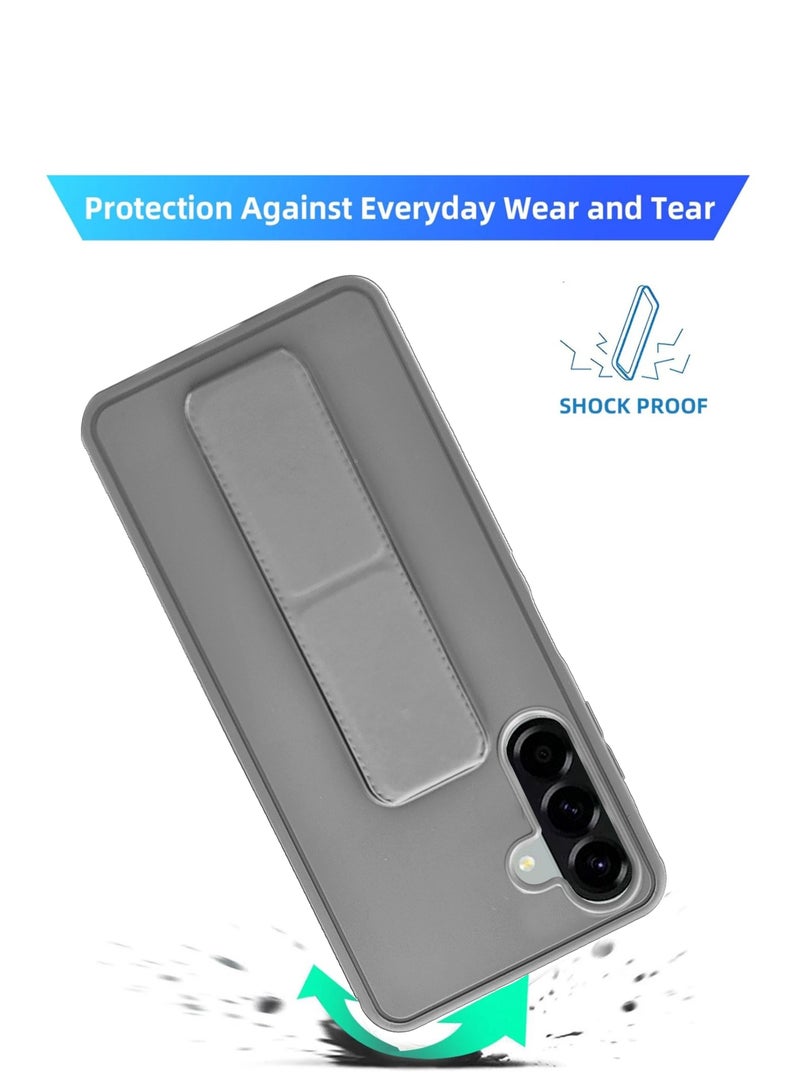 Beauenty For Samsung Galaxy A56 Hard Silicone Protection Case Cover With Magnetic Hand Grip Holder And Kickstand Grey - Image 4