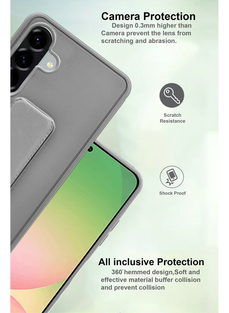 Beauenty For Samsung Galaxy A56 Hard Silicone Protection Case Cover With Magnetic Hand Grip Holder And Kickstand Grey - Image 3