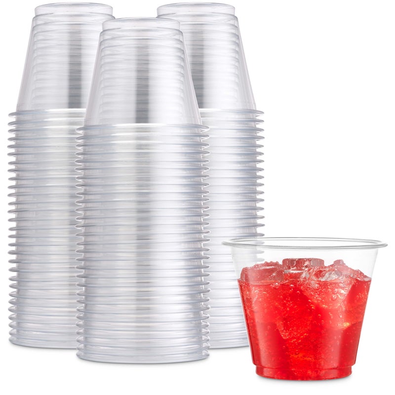 Munfix 250 Pack Clear Plastic Cups 9 Oz Old Fashioned Tumblers Disposable Drinking Cups Bulk Plastic Party Cups for Birthday Parties Picnics Ceremonies and All Events Recyclable and BPAFree