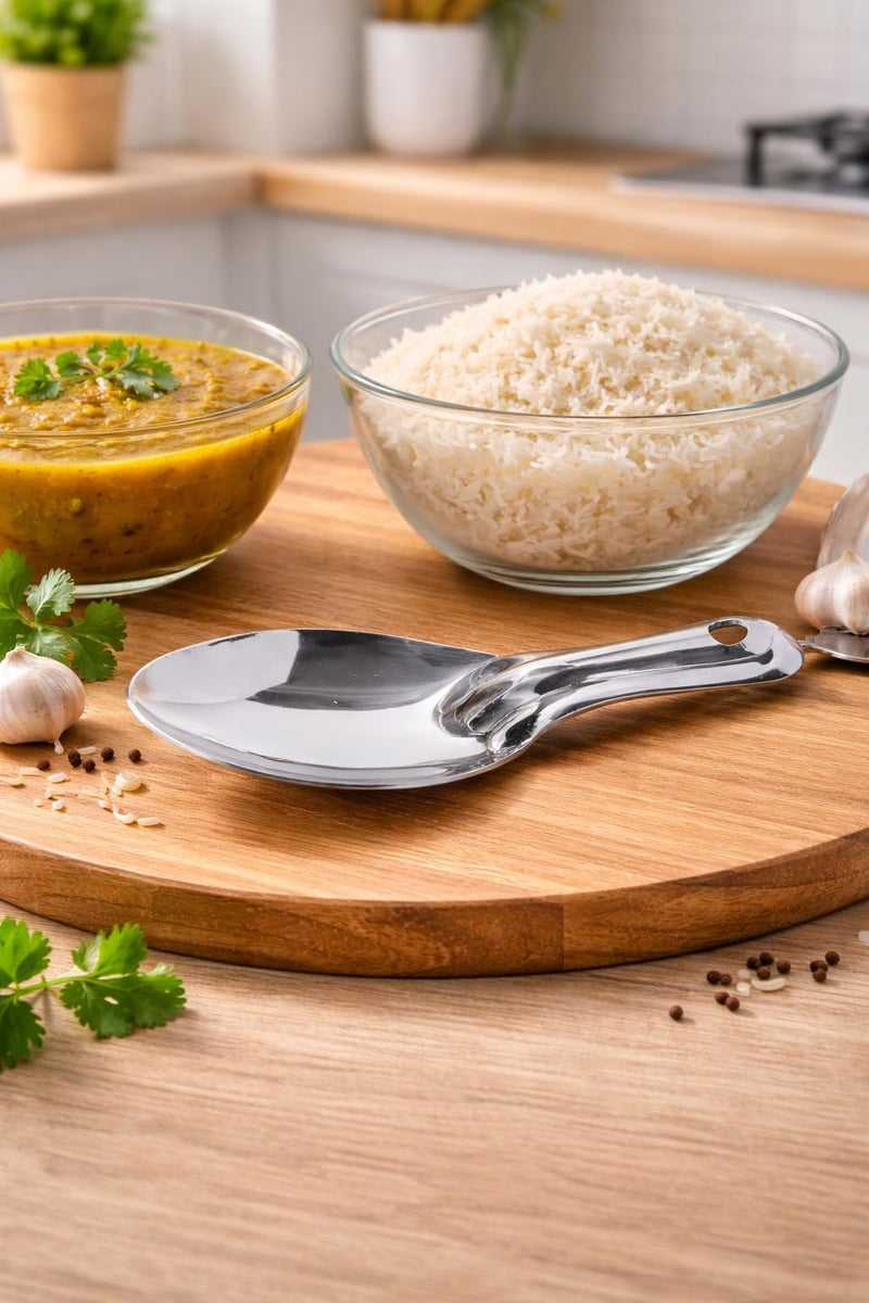 GS KITCHENWARE GS Stainless Steel Rice Serving Spoon, Rice Ladle/Chamcha for Serving, Bhatiya Chamcha Set of 1. - Image 3