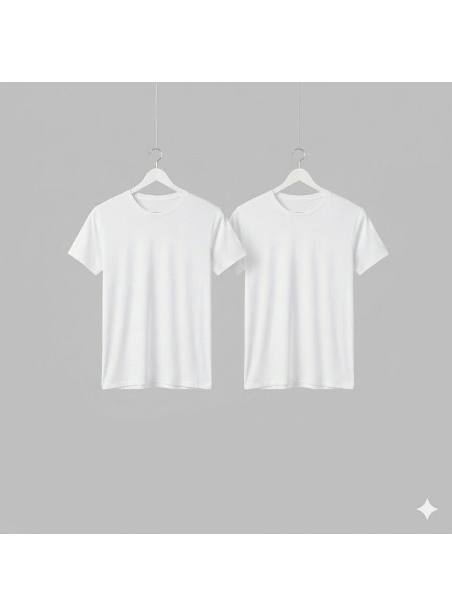 PACK OF 2 WHITE SPORTS STRETCHABLE T-SHIRT - Image 2