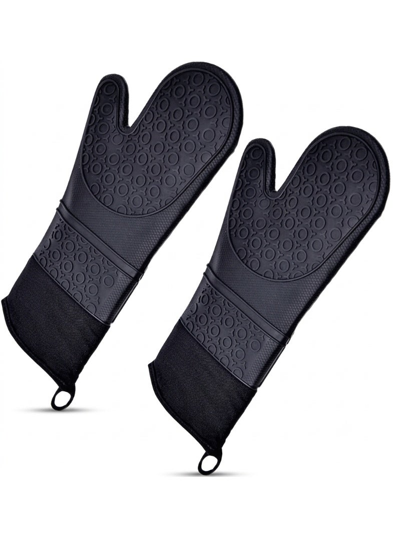 Heat Insulation Silicone Kitchen Mitts with Textured Non Slip Grip for Cooking - Image 1