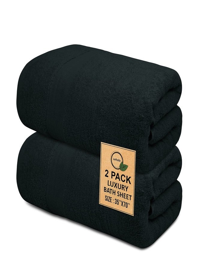 Softolle 100% Cotton Luxury Bath Sheets - 600 GSM Cotton Towels for Bathroom - Set of 2 Super Soft, Highly Absorbent Bath Sheet - Oeko-Tex Certified - 35" x 70" Inches (Black) - Image 1