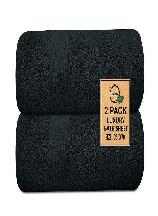 Softolle 100% Cotton Luxury Bath Sheets - 600 GSM Cotton Towels for Bathroom - Set of 2 Super Soft, Highly Absorbent Bath Sheet - Oeko-Tex Certified - 35" x 70" Inches (Black) - Image 2
