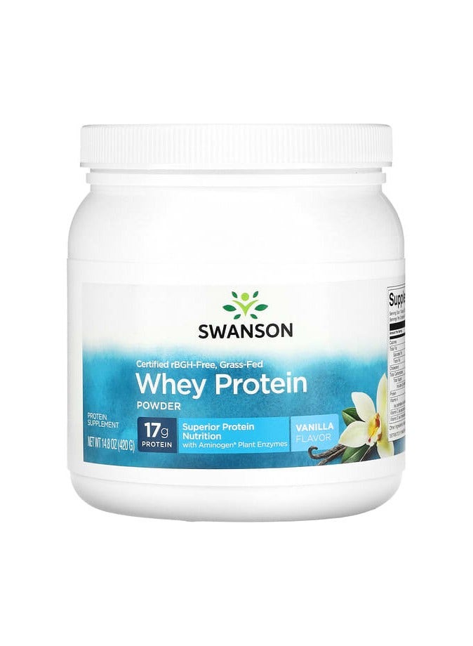 SWANSON Grass Fed Whey Protein Powder, Vanilla, 14.8 oz (420 g)