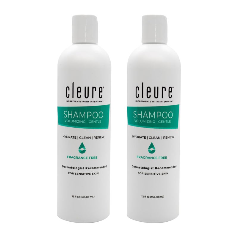 Cleure Cleure Hypoallergenic Volumizing Shampoo for Sensitive Skin - Fragrance Free, SLS Free & Paraben Free (12 oz, Pack of 2) 