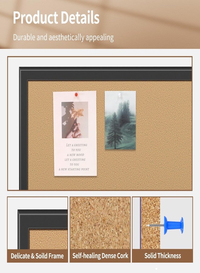 ORIENTOOLS لوحات فلين للجدران من أورينتولز، مقاس 18 × 24 بوصة، لوحة فلين للمكاتب، مع إطار، لوحة دبابيس للتعليق، إطار خشبي، لوحة فلين للمكاتب والمنازل والمدارس - Image 3