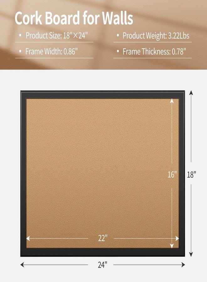 ORIENTOOLS لوحات فلين للجدران من أورينتولز، مقاس 18 × 24 بوصة، لوحة فلين للمكاتب، مع إطار، لوحة دبابيس للتعليق، إطار خشبي، لوحة فلين للمكاتب والمنازل والمدارس - Image 2
